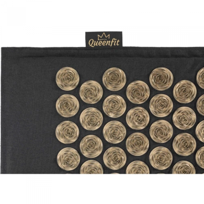 Масажний килимок з подушкою Аплікатор Кузнєцова Queenfit чорний