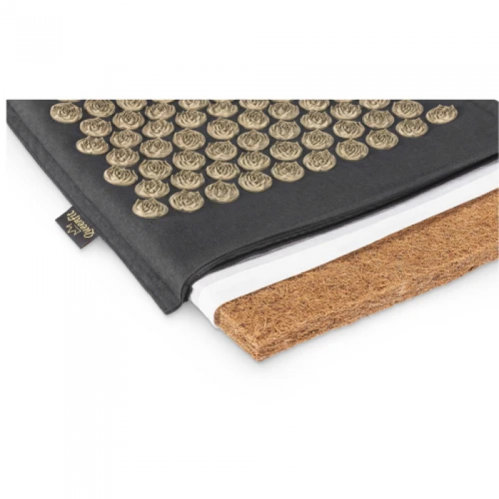 Масажний килимок з подушкою Аплікатор Кузнєцова Queenfit чорний