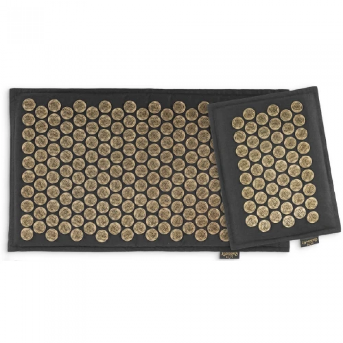 Масажний килимок з подушкою Аплікатор Кузнєцова Queenfit чорний