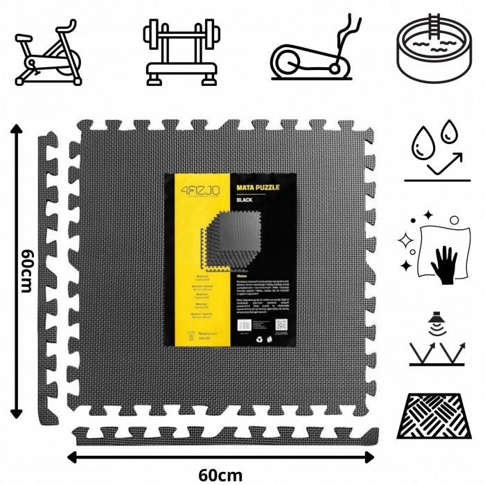 Мат-пазл (ласточкин хвост) 4FIZJO Mat Puzzle EVA 180 x 120 x 1 cм Black (P-5907739310378)