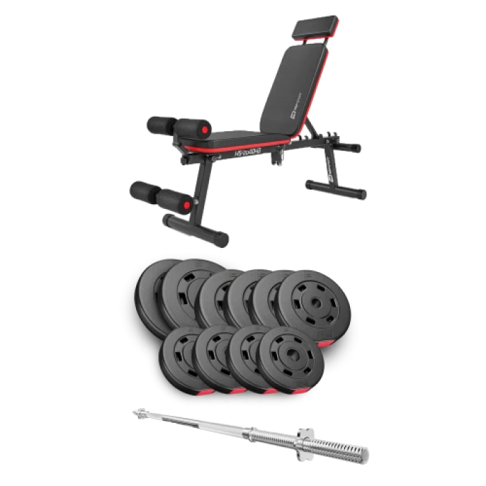 Набір Hop-Sport Premium 59 кг з лавою HS-1035 та штангою