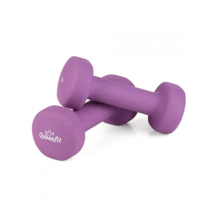 Набор гантелей неопреновых Queenfit 2х1 кг фиолетовый
