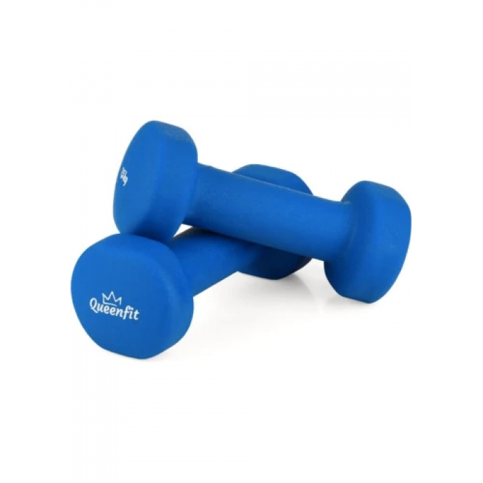 Набор гантелей неопреновых Queenfit 2х1,5 кг светло-синий