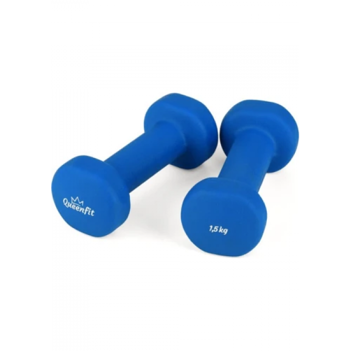 Набор гантелей неопреновых Queenfit 2х1,5 кг светло-синий