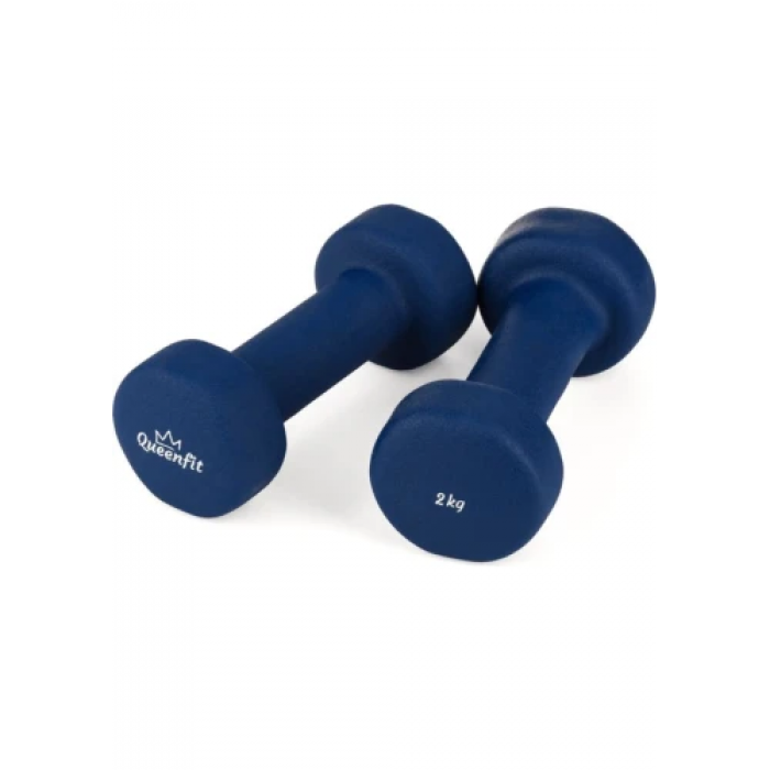 Набір неопренових гантелі Queenfit 2х2 кг темно-синій