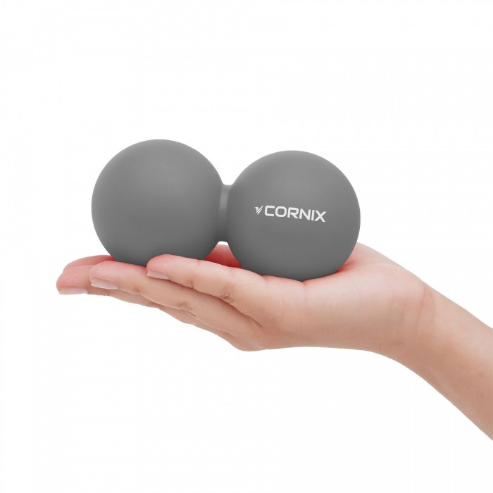 Масажний м'яч Cornix Lacrosse DuoBall 6.3 x 12.6 см XR-0115 Grey