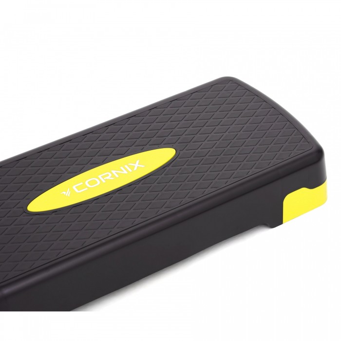 Степ-платформа для фитнеса и аэробики 2-ступенчатая Cornix 68 х 28 х 10-15 см XR-0192 Black/Yellow