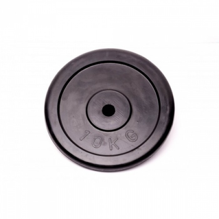 Диск обгумований 10 кг для штанги та гантелей чорний Generation Fitness RCP10-10 кг