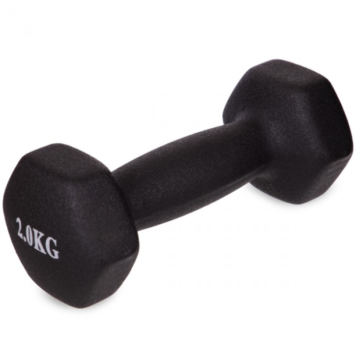 Гантель для фитнеса 2 кг 1 шт неопреновая Generation Fitness VDD-02-2кг черный