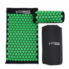 Коврик акупунктурный с валиком Cornix Classic Mat Аппликатор Кузнецова XR-0110 Black/Green