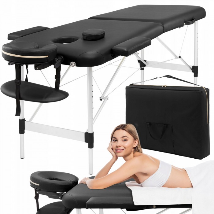 Массажный стол складной 4FIZJO Massage Table Alu W70 Black (P-5907739318398)