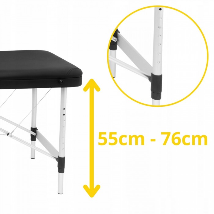 Массажный стол складной 4FIZJO Massage Table Alu W70 Black (P-5907739318398)