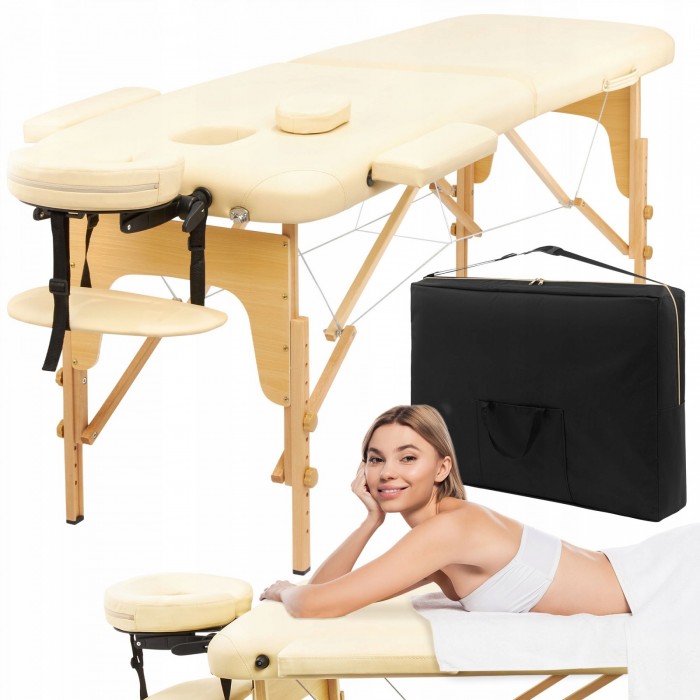 Массажный стол складной 4FIZJO Massage Table Wood W70 Beige (P-5907739318343)