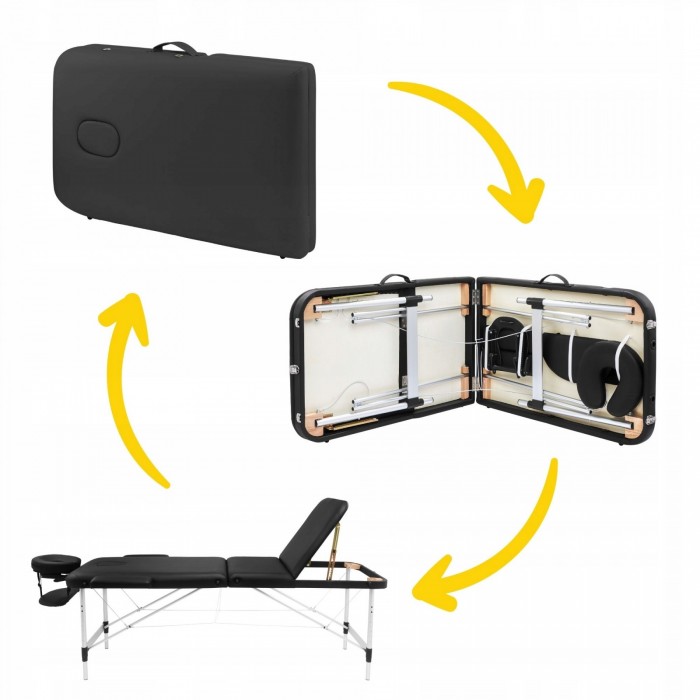 Массажный стол складной 4FIZJO Massage Table+ Alu W60 Black (P-5907739318381)