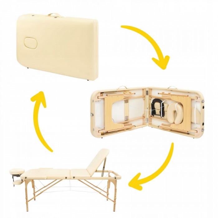 Масажний стіл складний 4FIZJO Massage Table+ Wood W60 Beige (P-5907739318367)