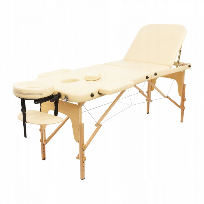 Масажний стіл складний 4FIZJO Massage Table+ Wood W60 Beige (P-5907739318367)