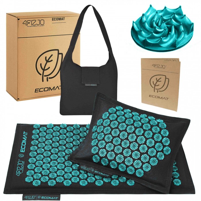 Коврик акупунктурный с подушкой 4FIZJO Eco Mat Аппликатор Кузнецова Black/Blue (P-5907739316684)