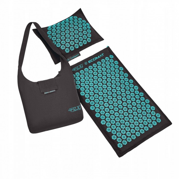 Коврик акупунктурный с подушкой 4FIZJO Eco Mat Аппликатор Кузнецова Black/Blue (P-5907739316684)