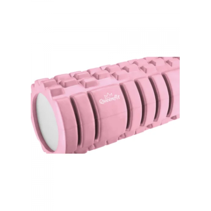 Масажний ролик Queenfit для йоги та фітнесу EVA 33*14 см рожевий