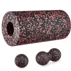 Массажный набор Gymtek (мячик 8 см, двойной мячик 8 х 16 см и валик 29,5 х 15 см) ЕРР черно-красный