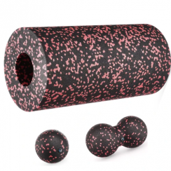 Массажный набор Gymtek (мячик 8 см, двойной мячик 8 х 16 см и валик 29,5 х 15 см) ЕРР черно-красный