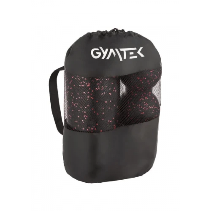 Массажный набор Gymtek (мячик 8 см, двойной мячик 8 х 16 см и валик 29,5 х 15 см) ЕРР черно-красный