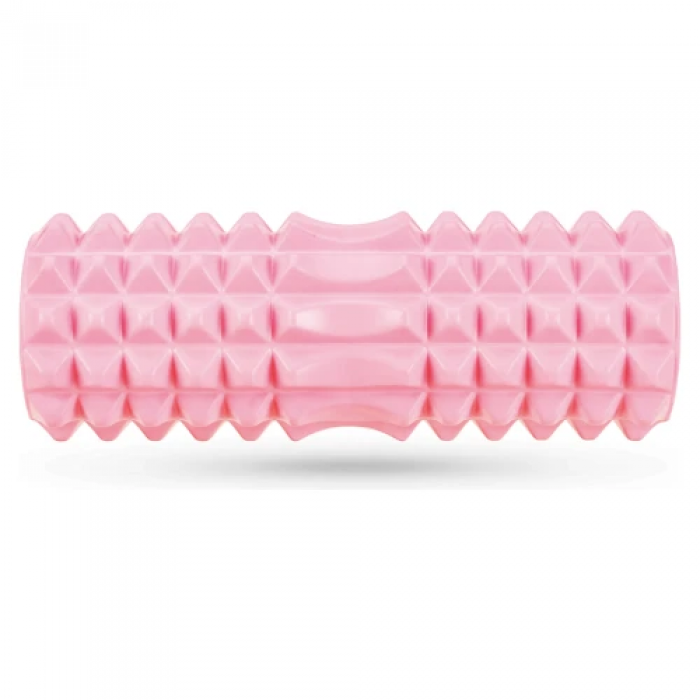 Массажный ролик Queenfit для йоги и фитнеса EVA 33*10,5 см розовый