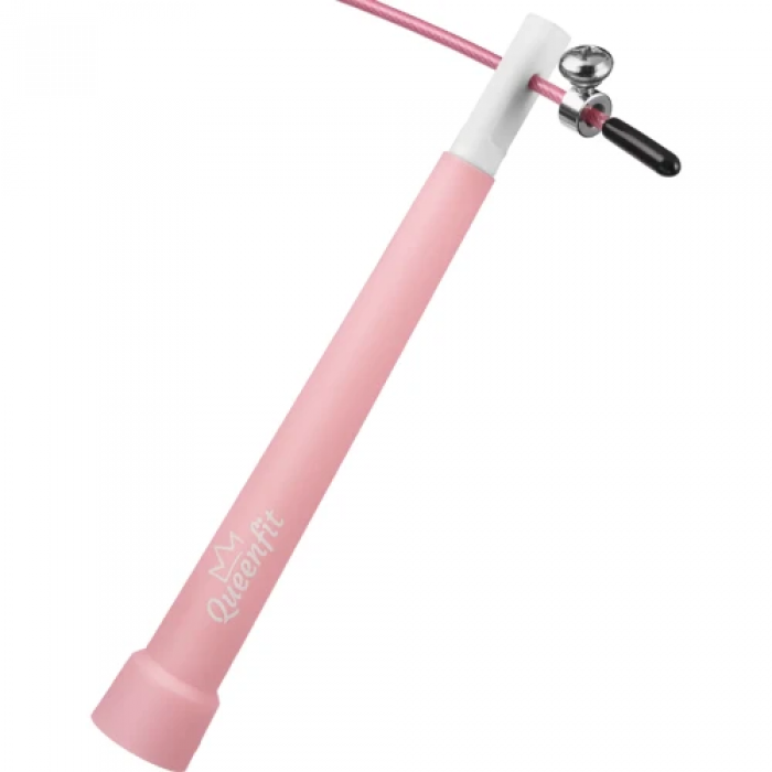 Скакалка Queenfit Speed із пластиковими ручками рожева