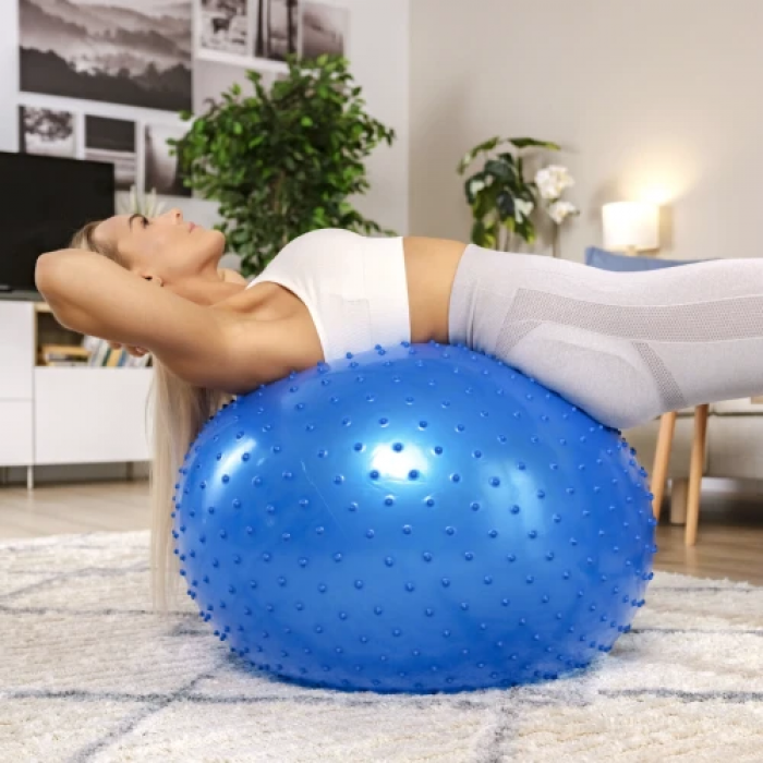 Фитбол массажный Hop-Sport 65см голубой + насос