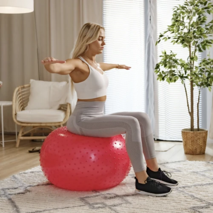 Фітбол масажний Hop-Sport 65см червоний + насос