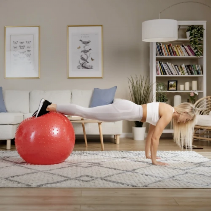 Фітбол масажний Hop-Sport 65см червоний + насос