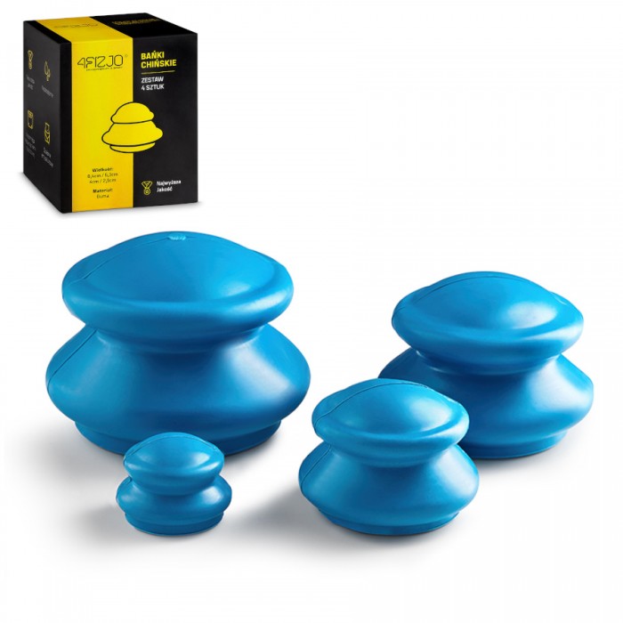Вакуумні масажні банки 4FIZJO для тіла (китайські/атницелюлітні банки) 4 шт Blue (P-5907739312204)