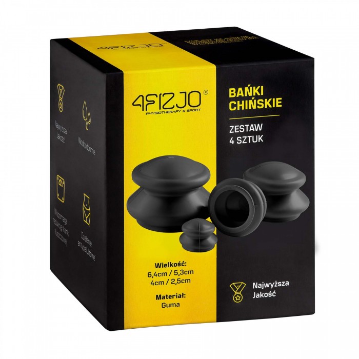 Вакуумні масажні банки 4FIZJO для тіла (китайські/атницелюлітні банки) 4 шт Black (P-5907739314918)