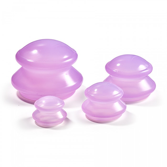 Вакуумні масажні банки 4FIZJO силіконові для тіла (китайські/атницелюлітні банки) 4 шт Pink (P-5907739312334)