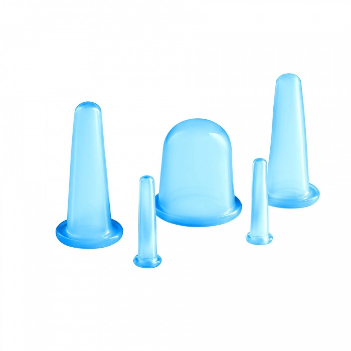 Вакуумні масажні банки 4FIZJO силіконові для тіла (китайські/атницелюлітні банки) 5 шт Blue (P-5907739314956)