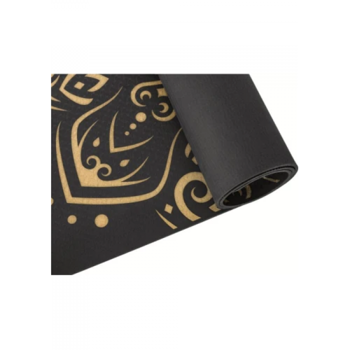 Йога-мат Queenfit Mandala TPE 5 мм черный с золотым