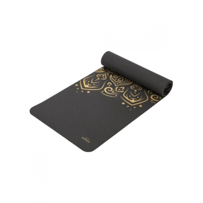 Йога-мат Queenfit Mandala TPE 5 мм черный с золотым