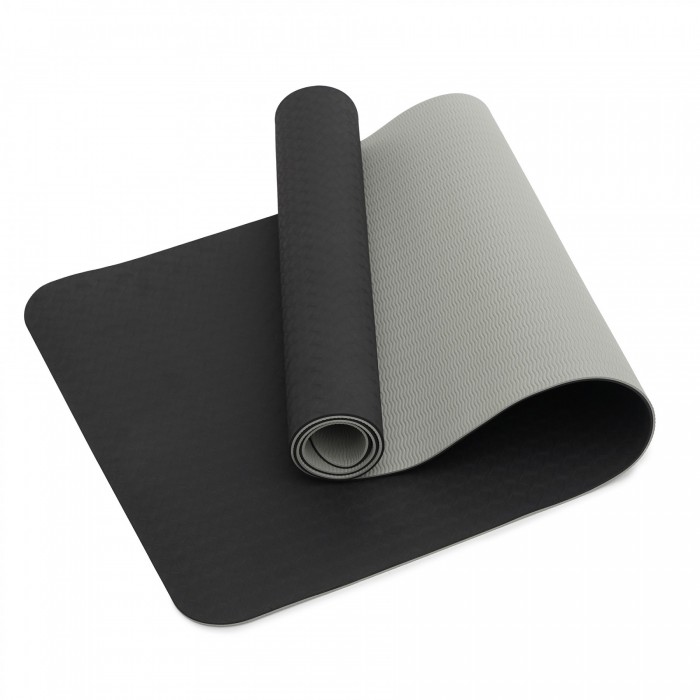 Коврик (мат) спортивный SportVida TPE 183 x 61 x 0.4 см для йоги и фитнеса SV-EZ0052 Black/Grey