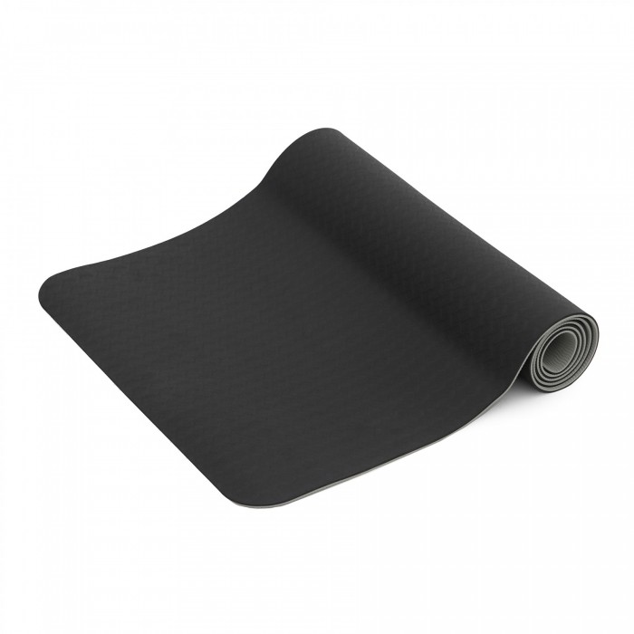 Коврик (мат) спортивный SportVida TPE 183 x 61 x 0.6 см для йоги и фитнеса SV-EZ0057 Black/Grey