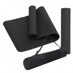 Коврик (мат) спортивный SportVida TPE 183 x 61 x 1 см для йоги и фитнеса SV-EZ0061 Black