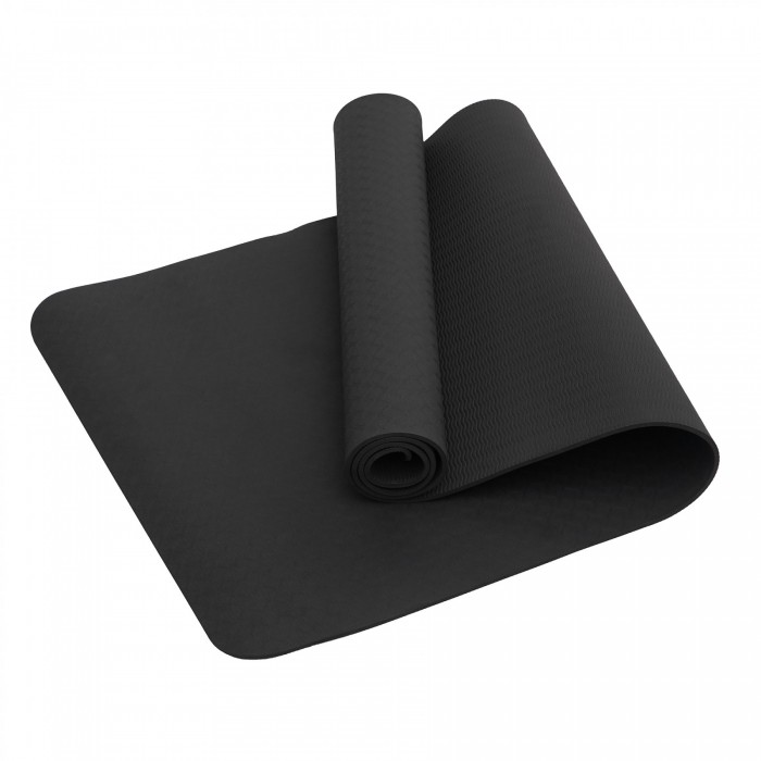 Коврик (мат) спортивный SportVida TPE 183 x 61 x 1 см для йоги и фитнеса SV-EZ0061 Black