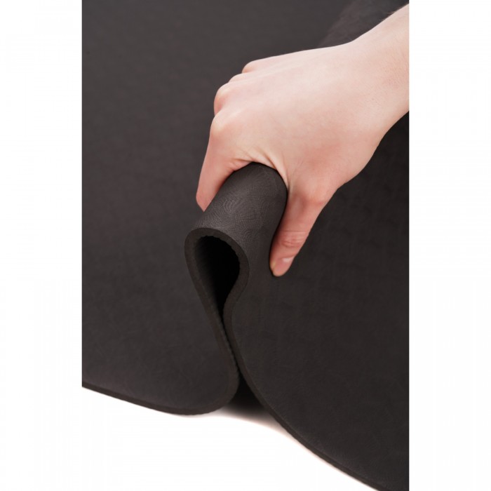 Коврик (мат) спортивный SportVida TPE 183 x 61 x 1 см для йоги и фитнеса SV-EZ0061 Black