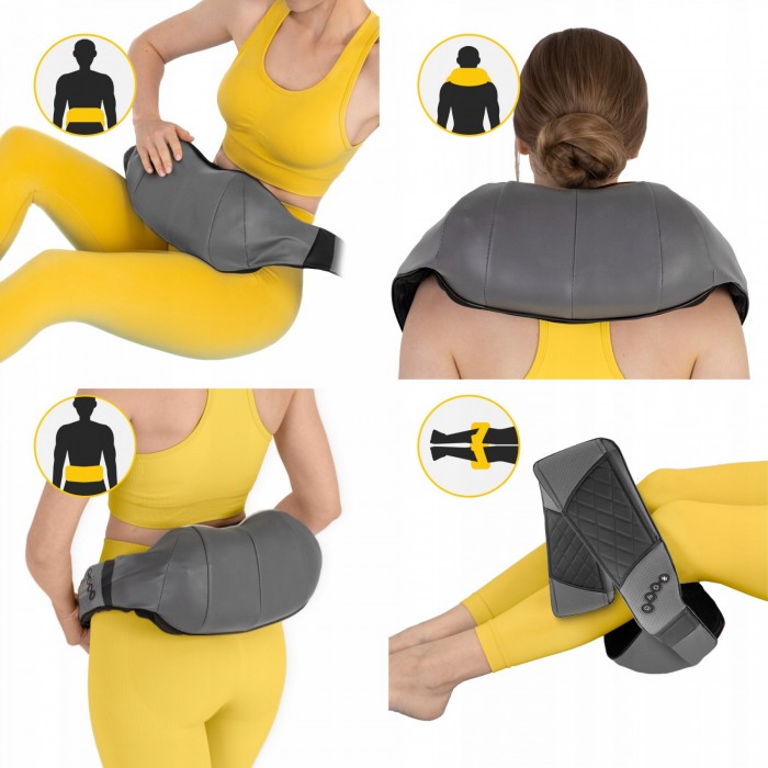 Накидка-масажер 4FIZJO Shiatsu Luxury+ для шиї та спини, акумуляторний Grey (P-5907739319104)