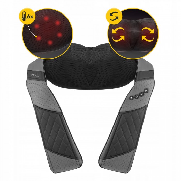 Накидка-масажер 4FIZJO Shiatsu Luxury+ для шиї та спини, акумуляторний Grey (P-5907739319104)