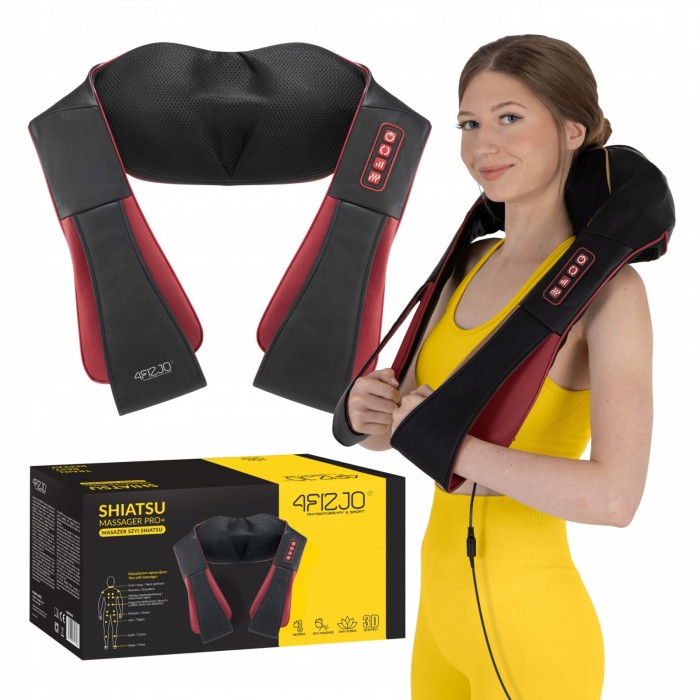Накидка-массажер 4FIZJO Shiatsu Pro+ для шеи и спины Black/Red (P-5907739319074)