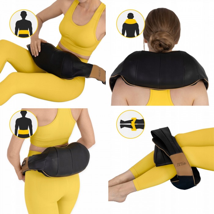 Накидка-массажер 4FIZJO Shiatsu Ultra+ для шеи и спины, аккумуляторный Black/Gold (P-5907739319081)