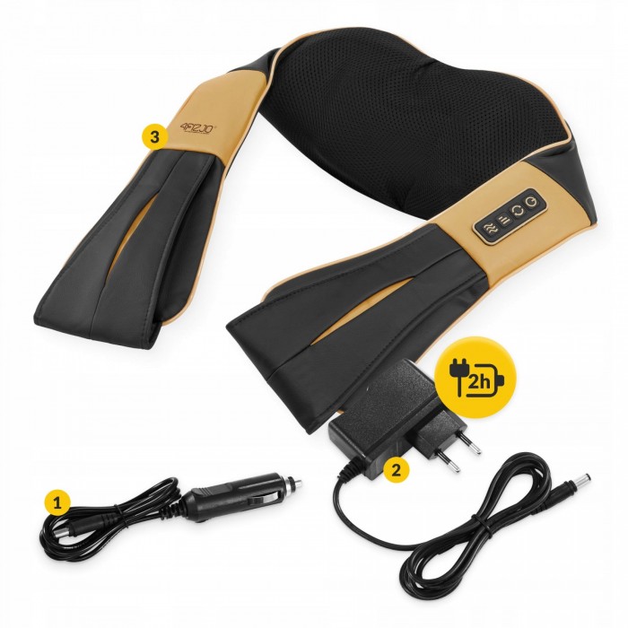 Накидка-массажер 4FIZJO Shiatsu Ultra+ для шеи и спины, аккумуляторный Black/Gold (P-5907739319081)