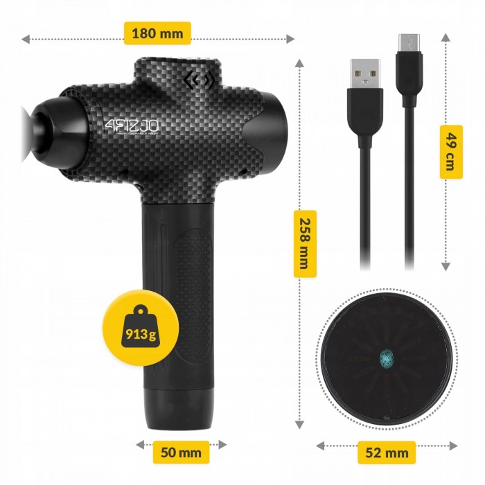 Ручний перкусійний масажер 4FIZJO Massage Gun Evo 30 Вт масажний пістолет (P-5907739319920)