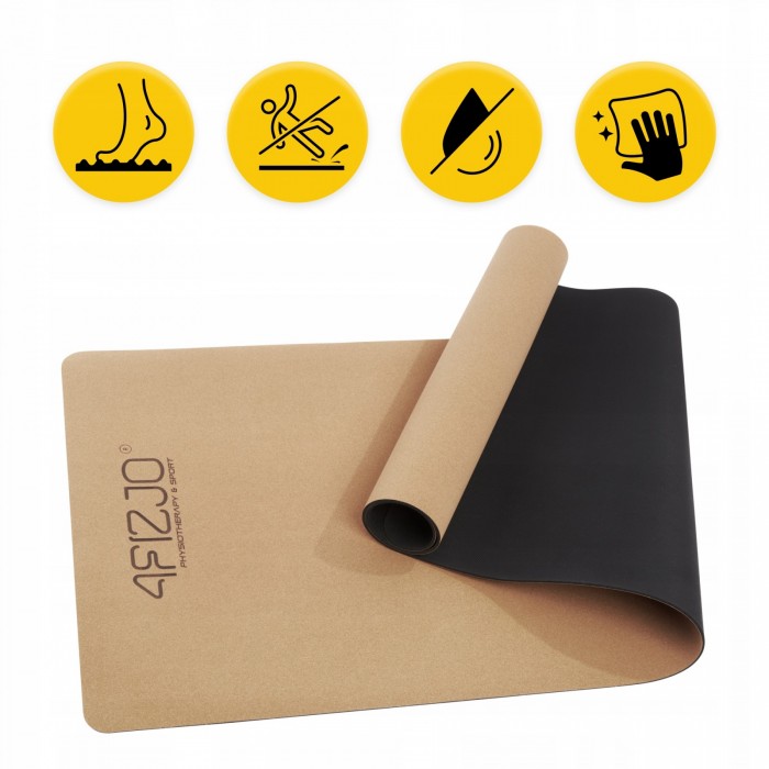 Коврик (мат) спортивный 4FIZJO Cork 183 x 61 x 0.4 см для йоги и фитнеса (P-5907739319562)