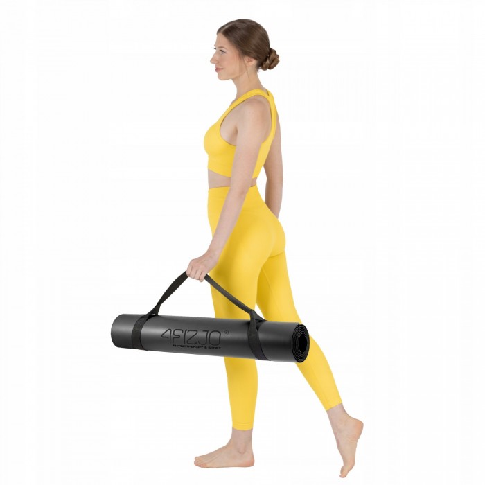 Килимок (мат) спортивний 4FIZJO PU 183 x 68 x 0.4 см для йоги та фітнесу Black (P-5907739319531)